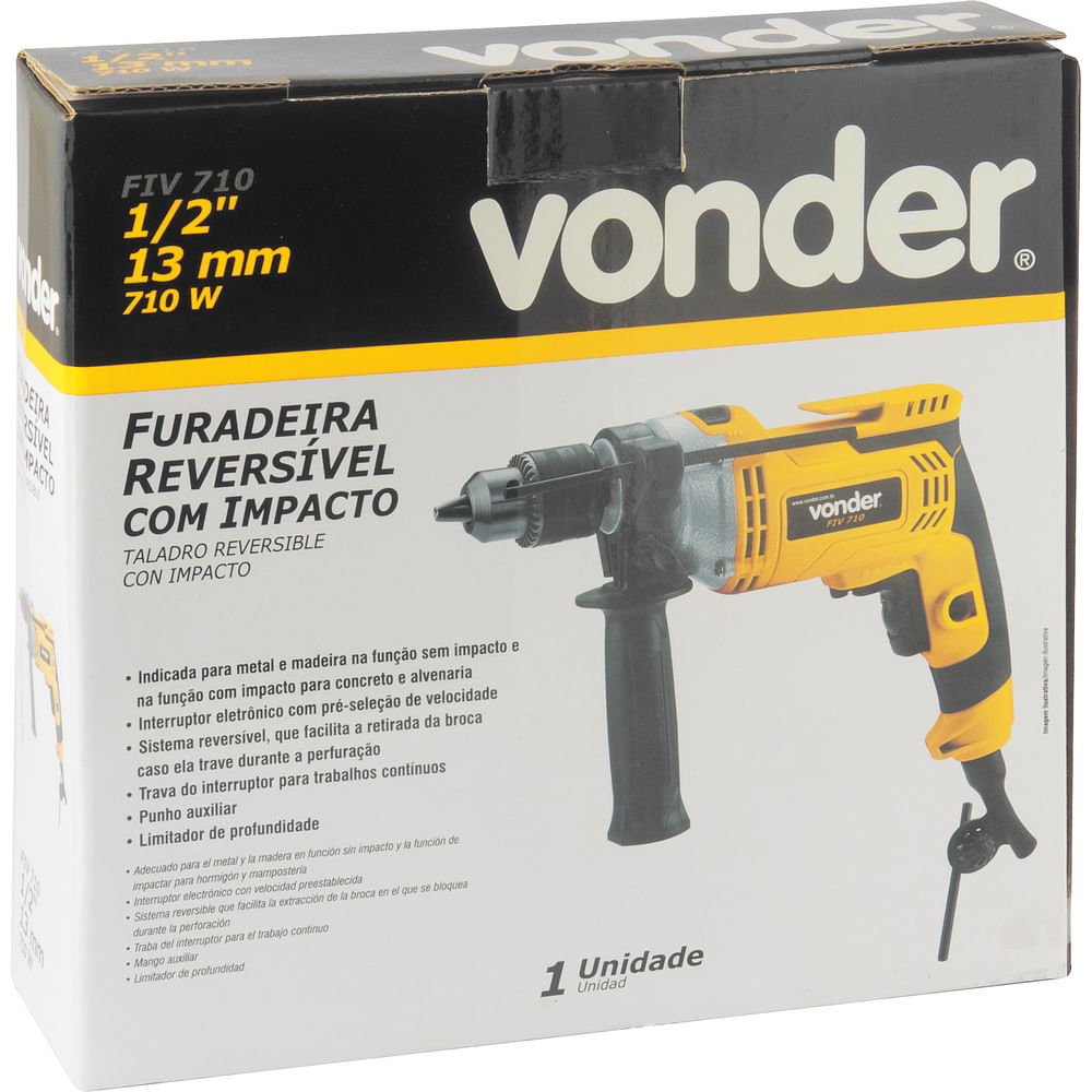 Furadeira VONDER com impacto 1/2", FIV 710, 220V