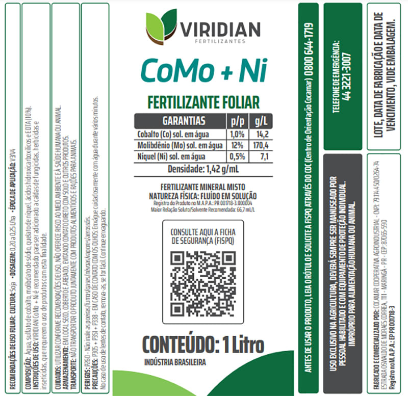 Viridian CoMo + Ni 1 Litro
