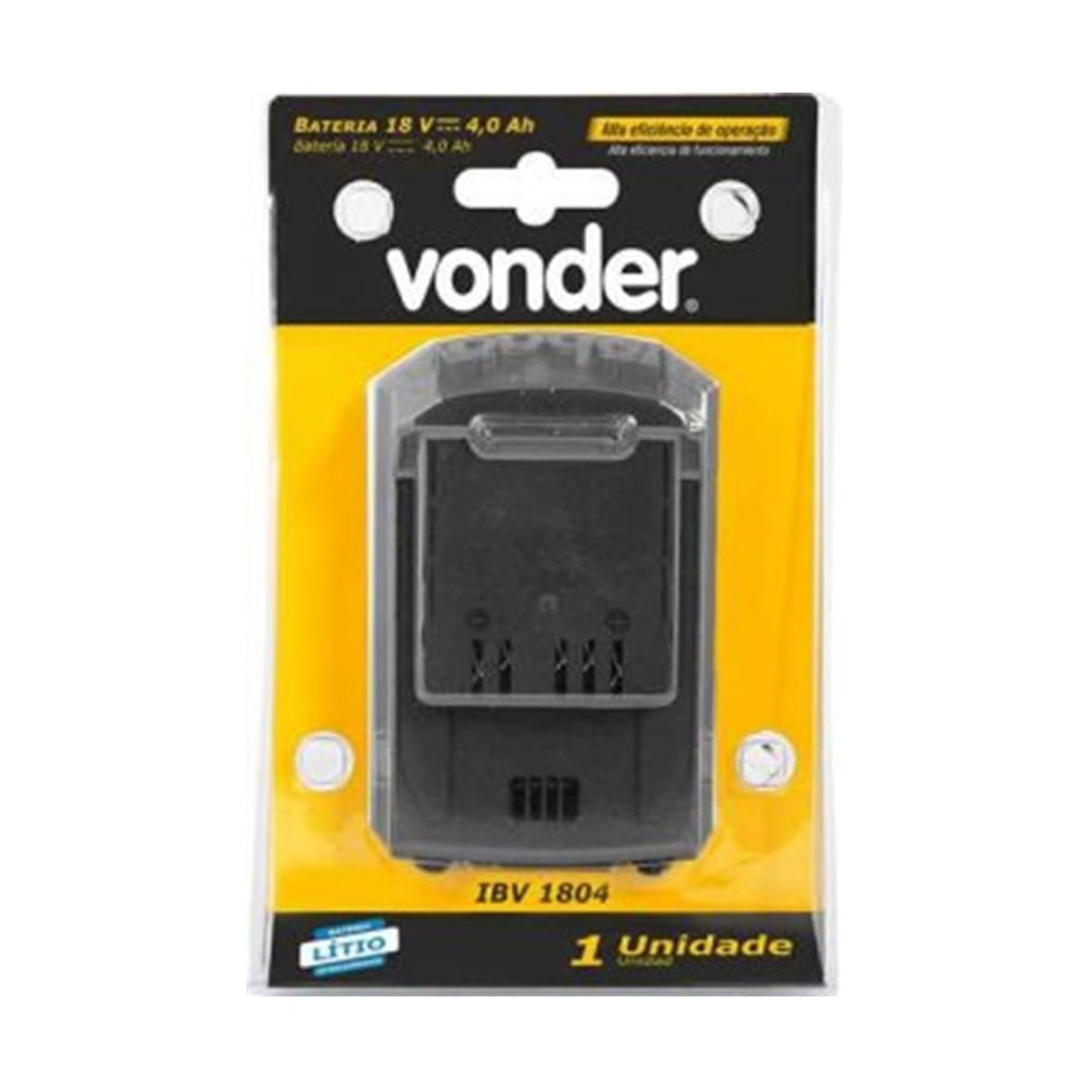 Bateria 18,0v Íons de Lítio Linha Intercambiável 4,0Ah IBV 1804 Vonder