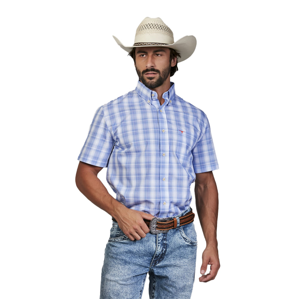 Camisa Masculina Manga Curta Xadrez Custom Fit G