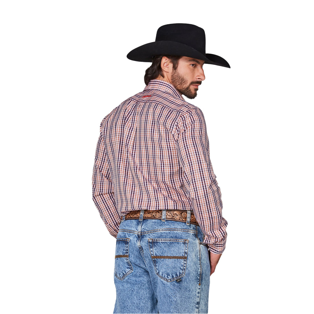 Camisa Masculina Manga Longa Custom Fit Xadrez M