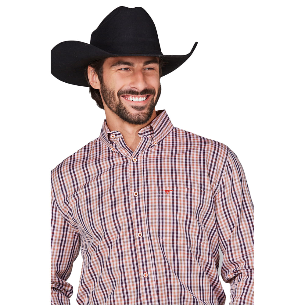 Camisa Masculina Manga Longa Custom Fit Xadrez M