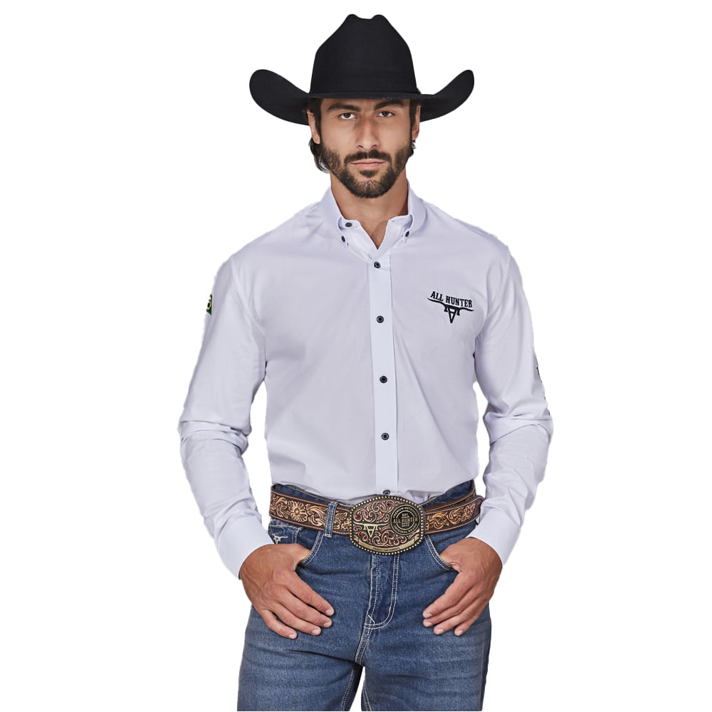 Camisa Masculina Manga Longa Custom Fit Básica Competição P