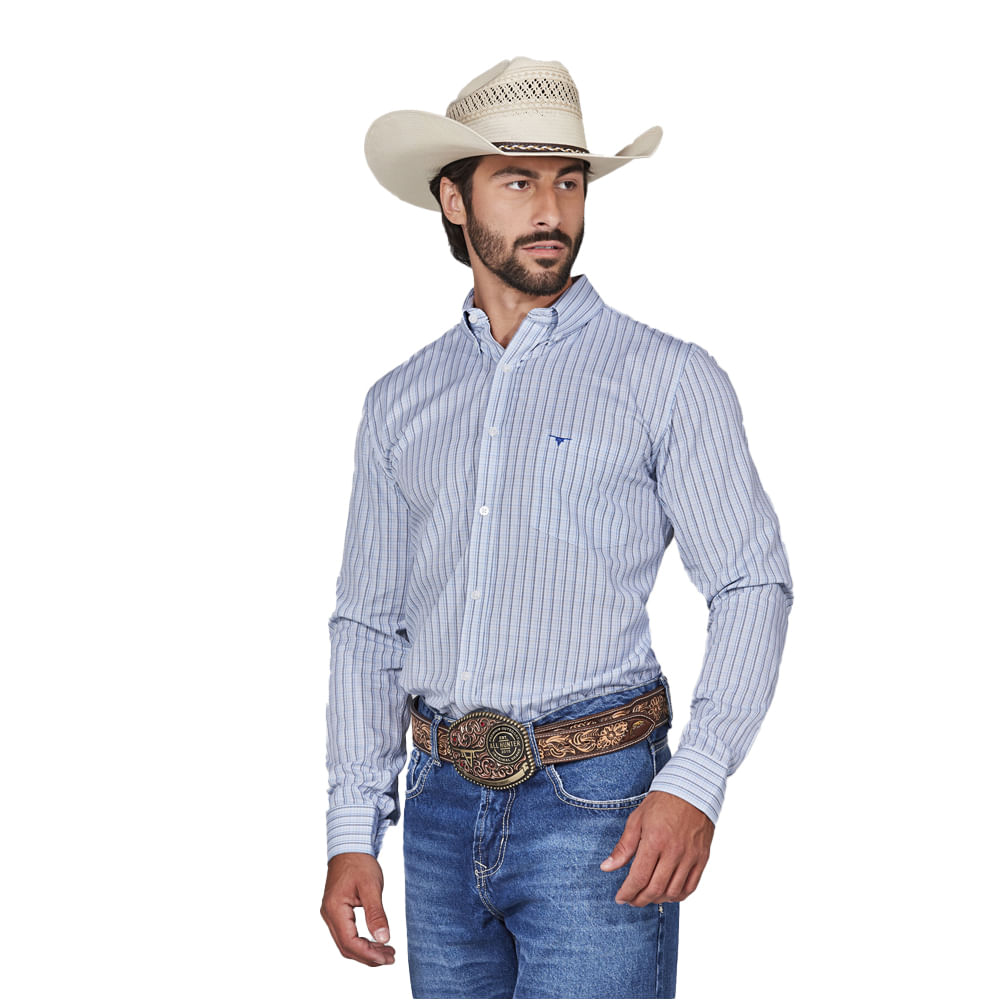 Camisa Masculina Manga Longa Classic Fit Xadrez P