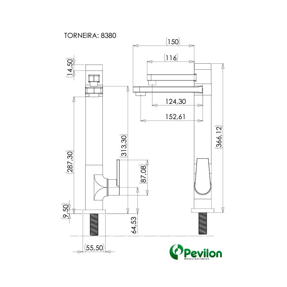 Torneira Para Cozinha Bancada Essence Com Filtro Metal Twin 1/4 Cromado - Pevilon