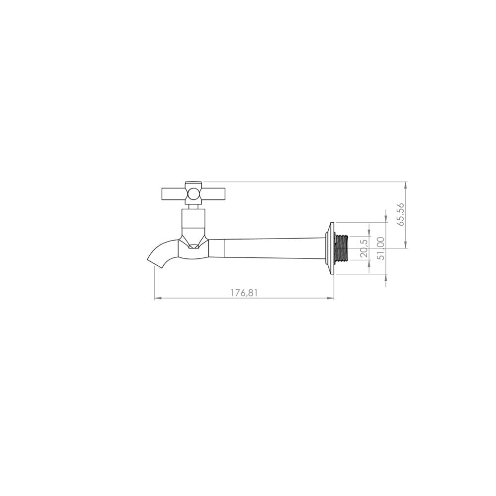 Torneira Cozinha  Ravena Parede Vedante Dn15/dn20  C33 1158 -  Pevilon