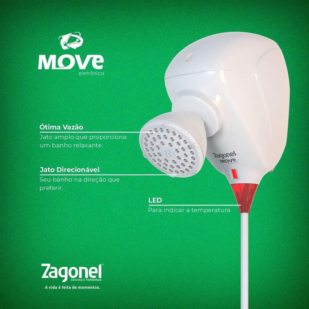 Ducha Move Eletronica 7500w 220v Branco - Zagonel