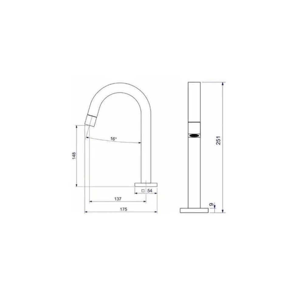Torneira Tube Quadratta Cromado  Lavatorio Bica Baixa Mesa 1/4 - Ouse Matais