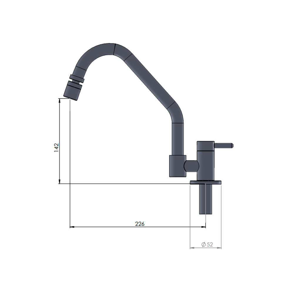 Torneira Bancada Para Cozinha Vernazza C28 1300 Bica Movel Com Arejador Dn15 1/4 - Pevilon