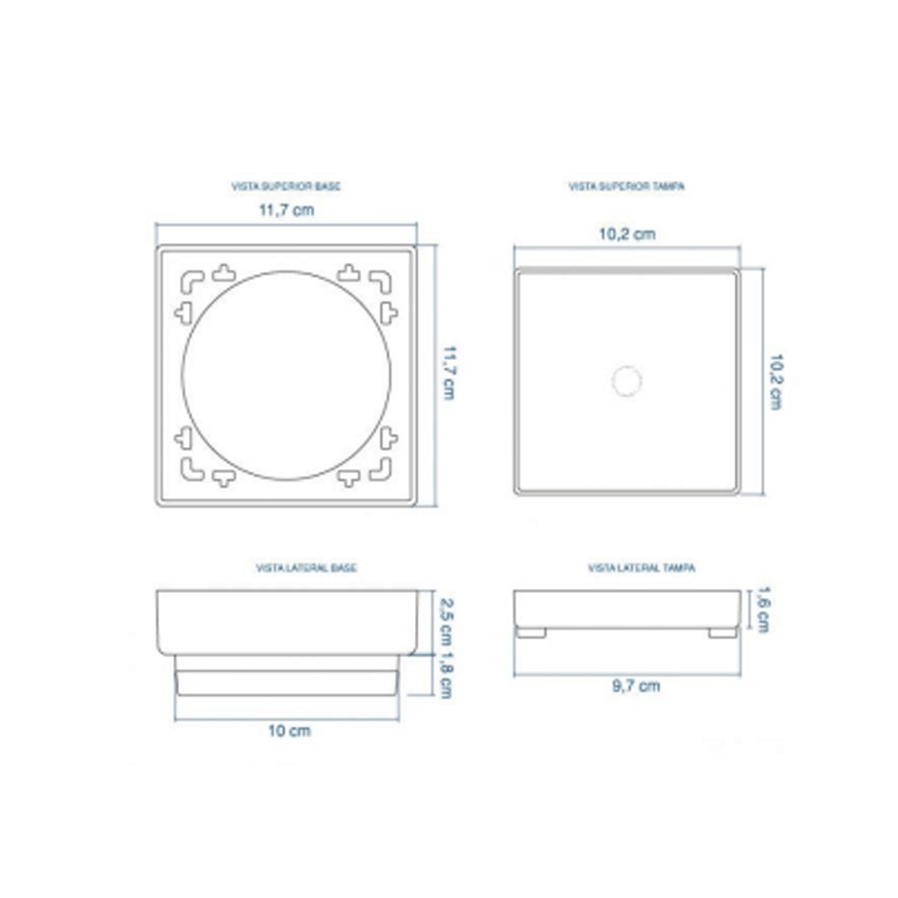 Ralo Quadratta Cinza Oculto 10x10 - Simmetria