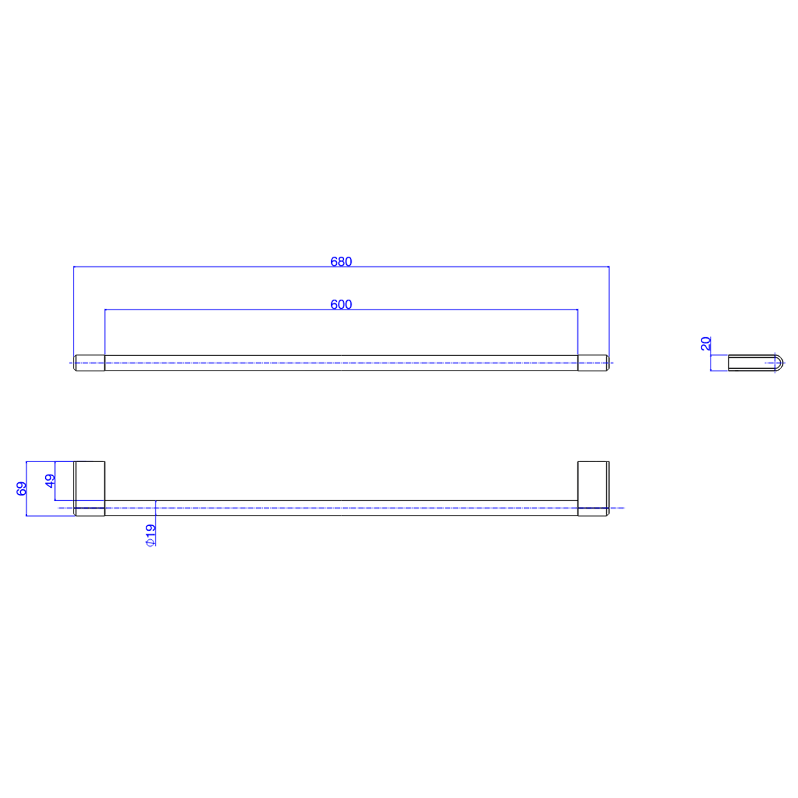 Porta Toalhas 600mm Quadrado Deca You Inox - Deca