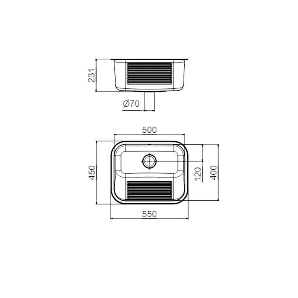 Tanque Inox  Polido Embutir/sobrepor 55x45x23 32 L - Docol