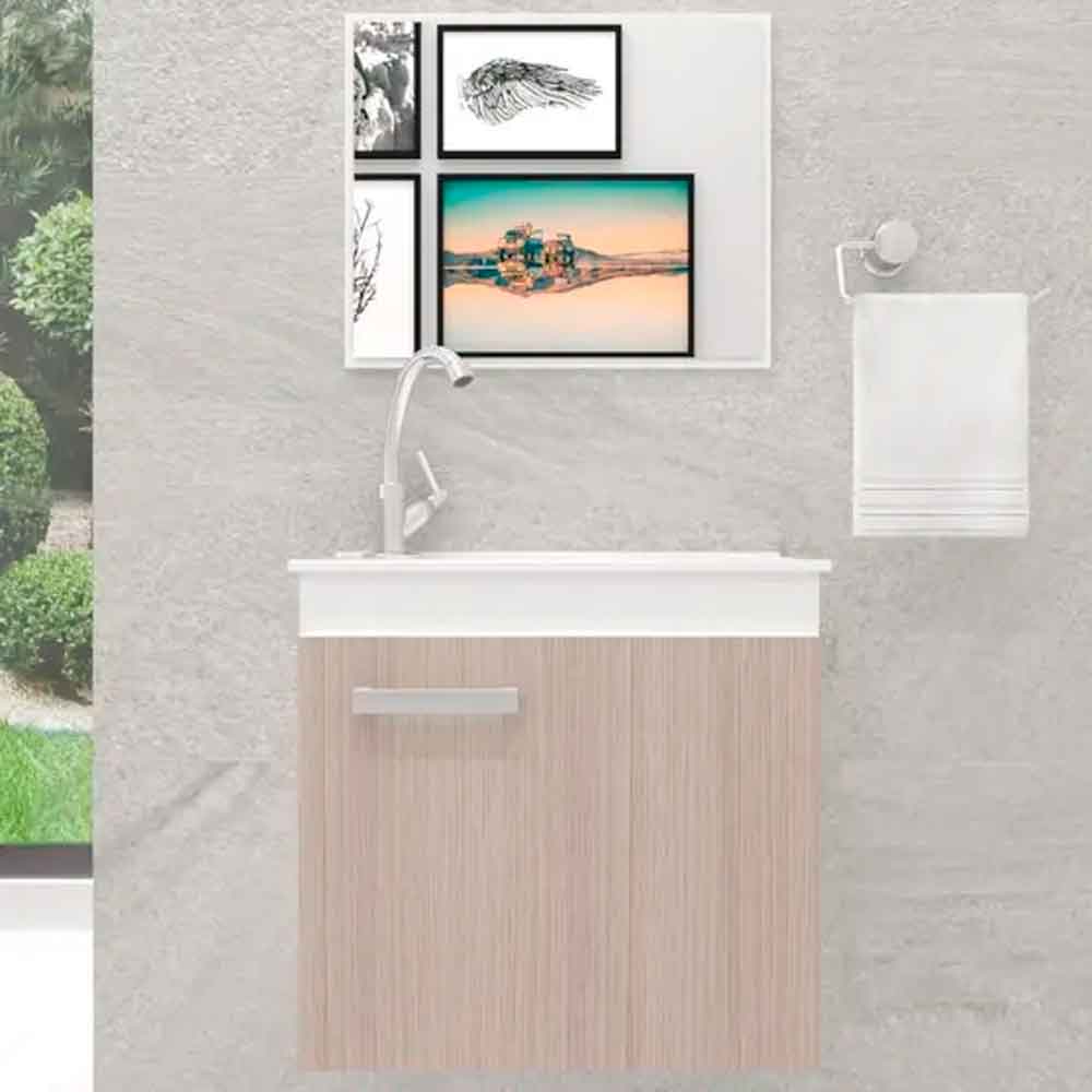 Kit Espelheira+balcao Bari Branco C/griggio 450x430x350 (ec) - Gabinetto