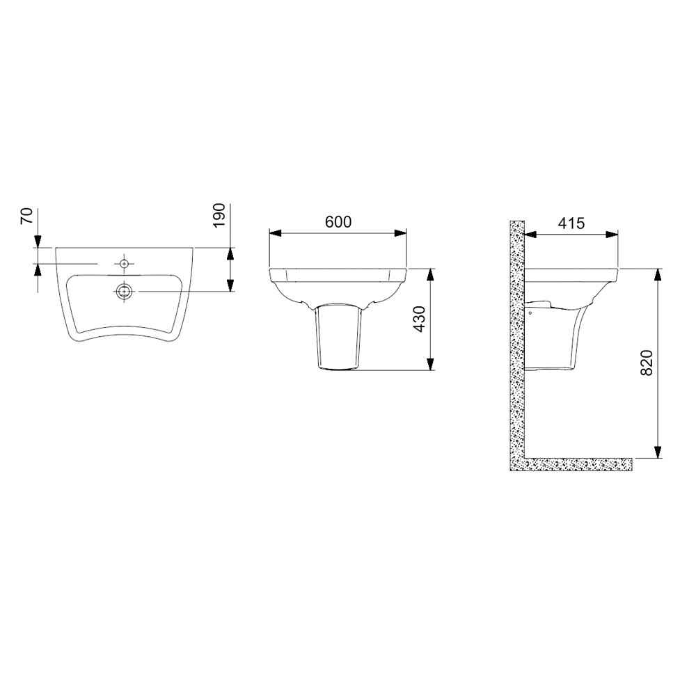Lavatório Para Coluna Acesso Plus 600x415mm Branco - Incepa