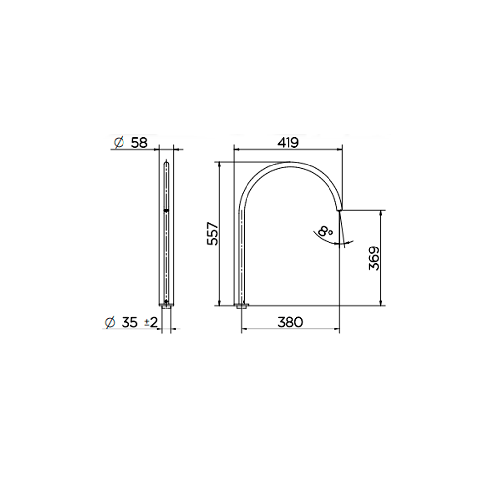 Bica Para Lavatorio De Mesa Mix&match Grafite Escovado 560mm - Docol
