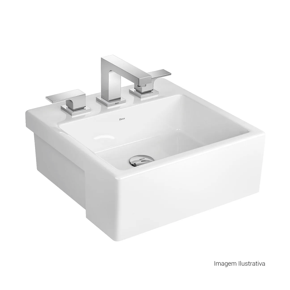 Cuba De Semiencaixe Quadrada Com Mesa Branco 420x420mm - Deca
