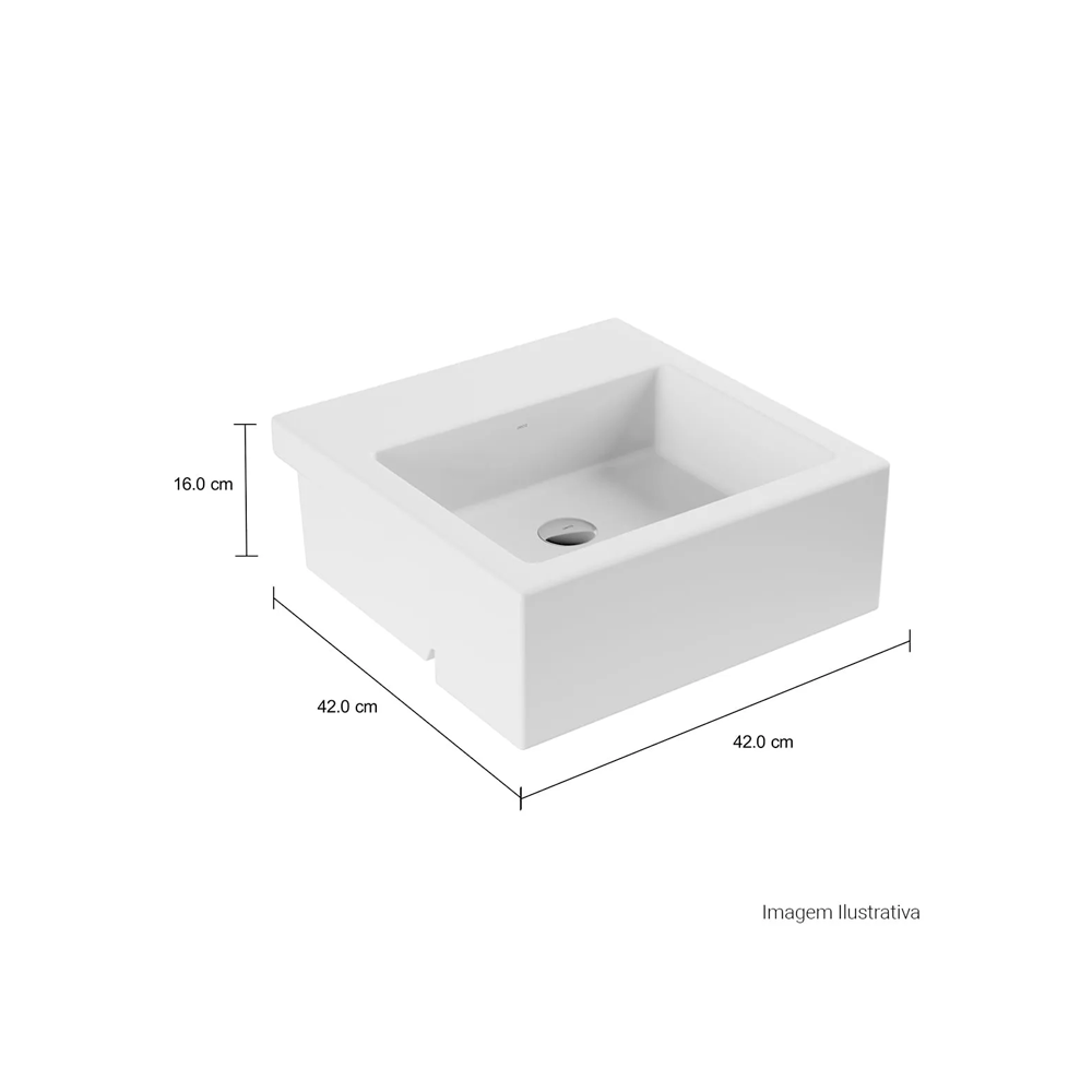 Cuba De Semiencaixe Quadrada Com Mesa Branco 420x420mm - Deca
