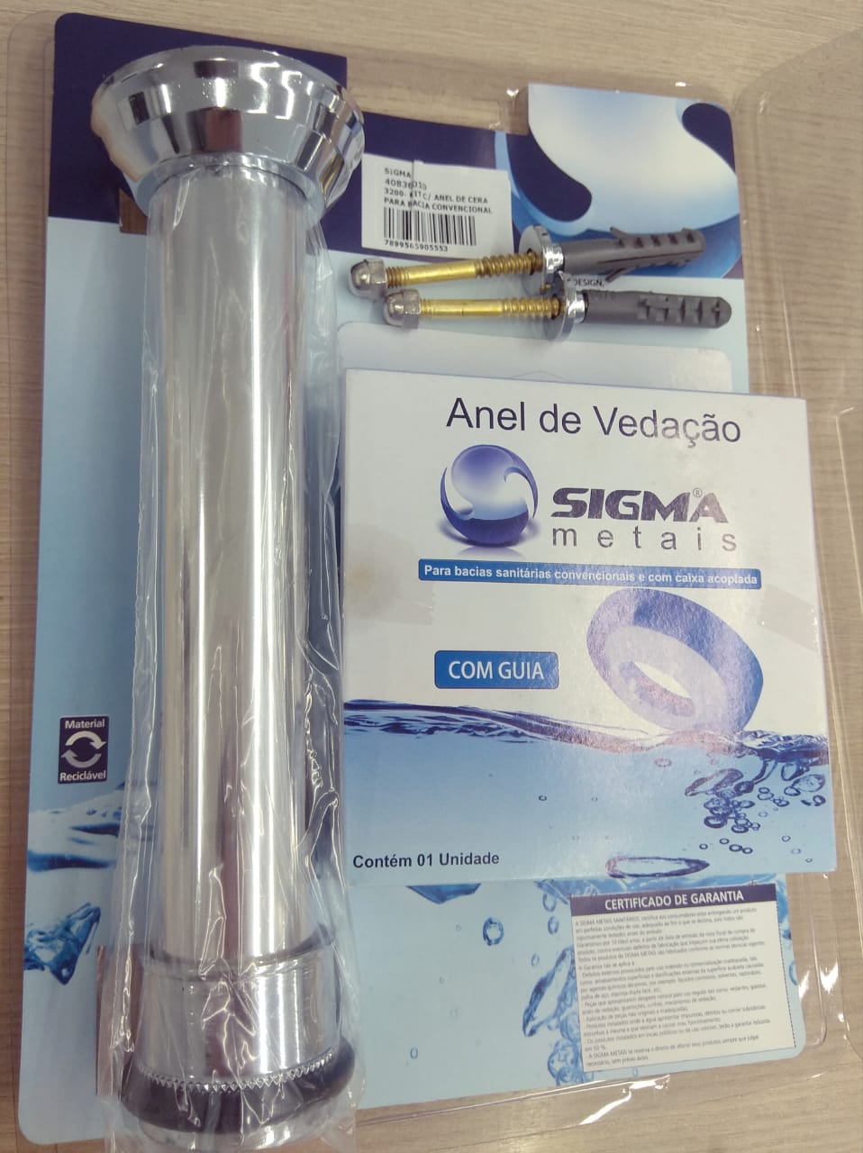 Kit Instalacao Anel Tubo Ajustavel E Parafusos Para Bacia Convencional Sigma