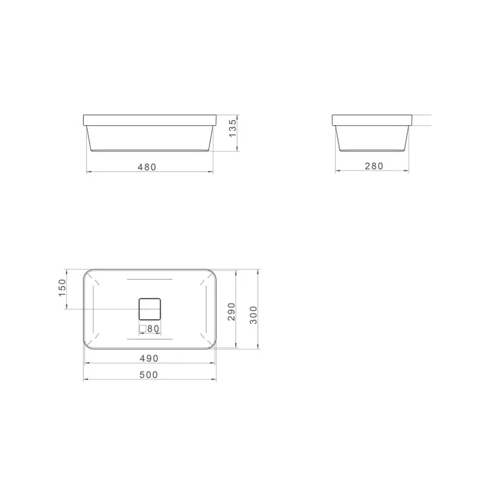 Slim Branco Cuba Sobrepor Retangular 50,0x30,0x13,5 Cm - Deca