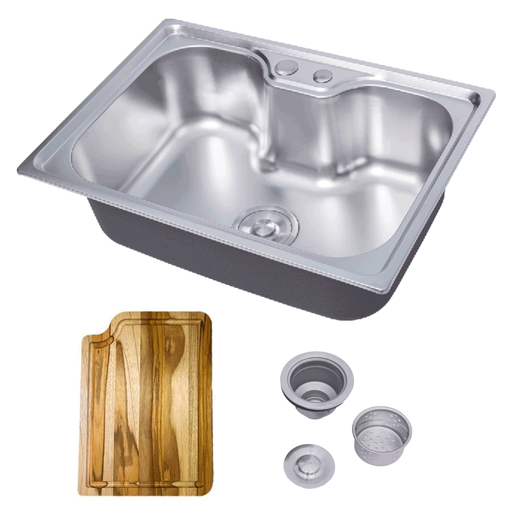 Cuba Cozinha Gourmet Aço Inox Luxo Com Valvula 60 X 42 Cm E Tabua - Levo