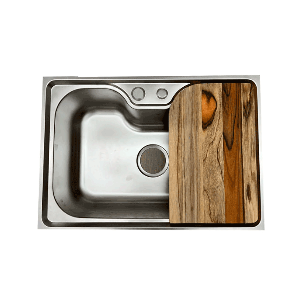 Cuba Cozinha Gourmet Aço Inox Luxo Com Valvula 60 X 42 Cm E Tabua - Levo