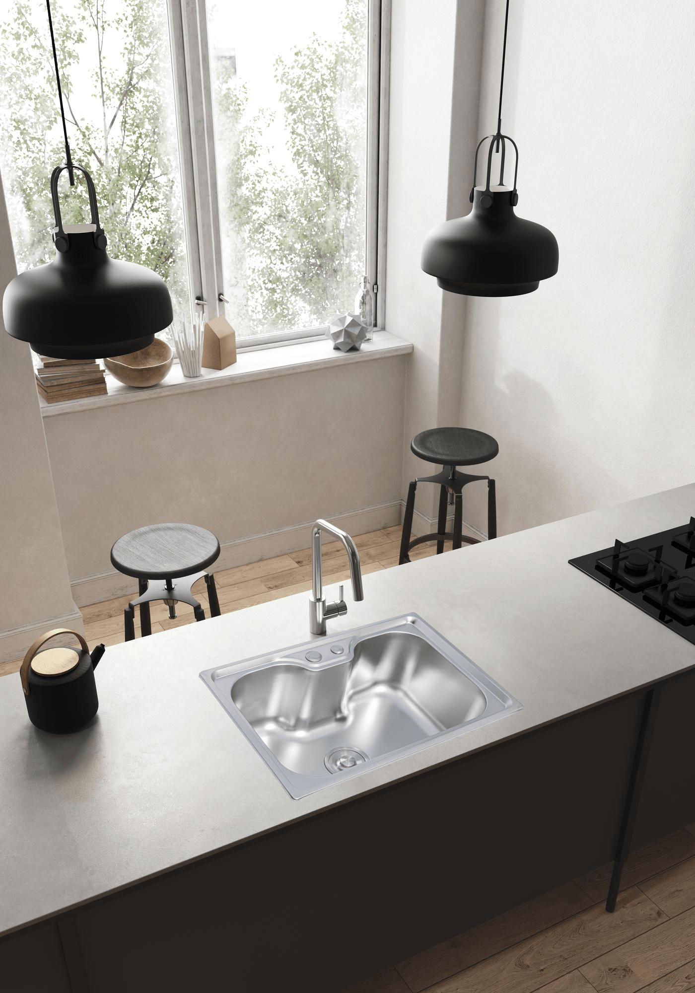 Cuba Cozinha Gourmet Aço Inox Luxo Com Valvula 60 X 42 Cm E Tabua - Levo
