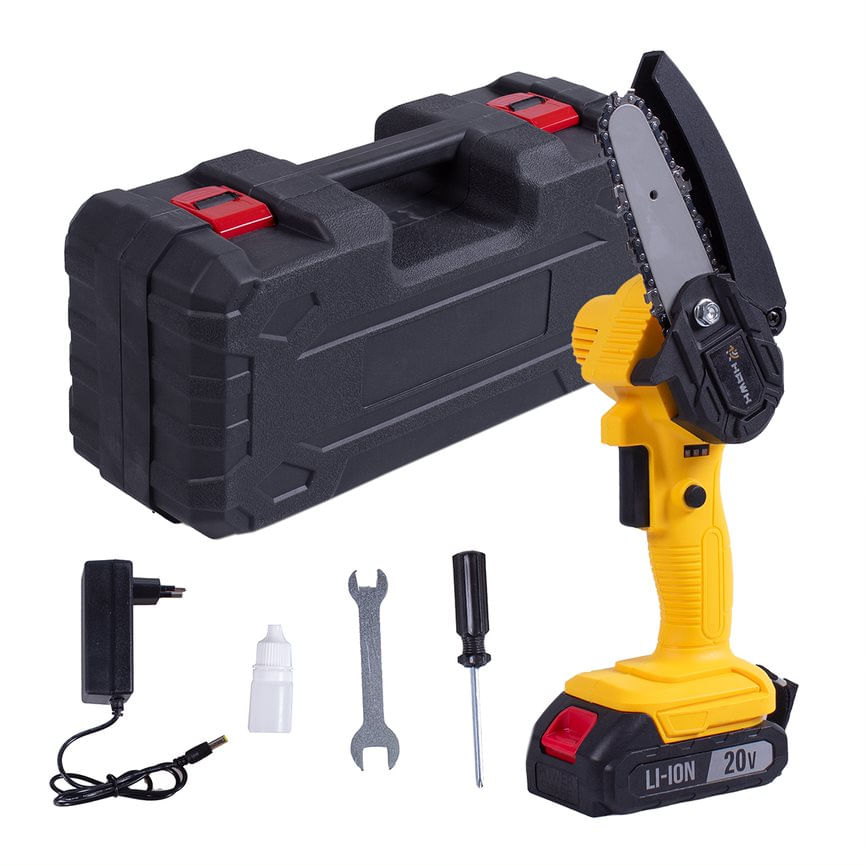Motoserra Eletrica A Bateria Litio Mini 550W 10Cm 20V Portatil Hw5010 Hawk