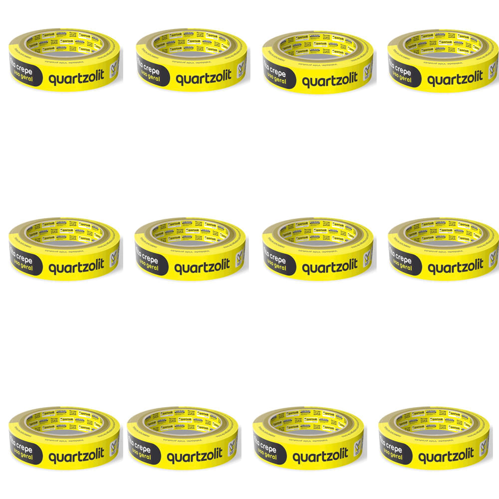 Kit 12 Fita Crepe Uso Geral 18mmx50m - Quartzolit