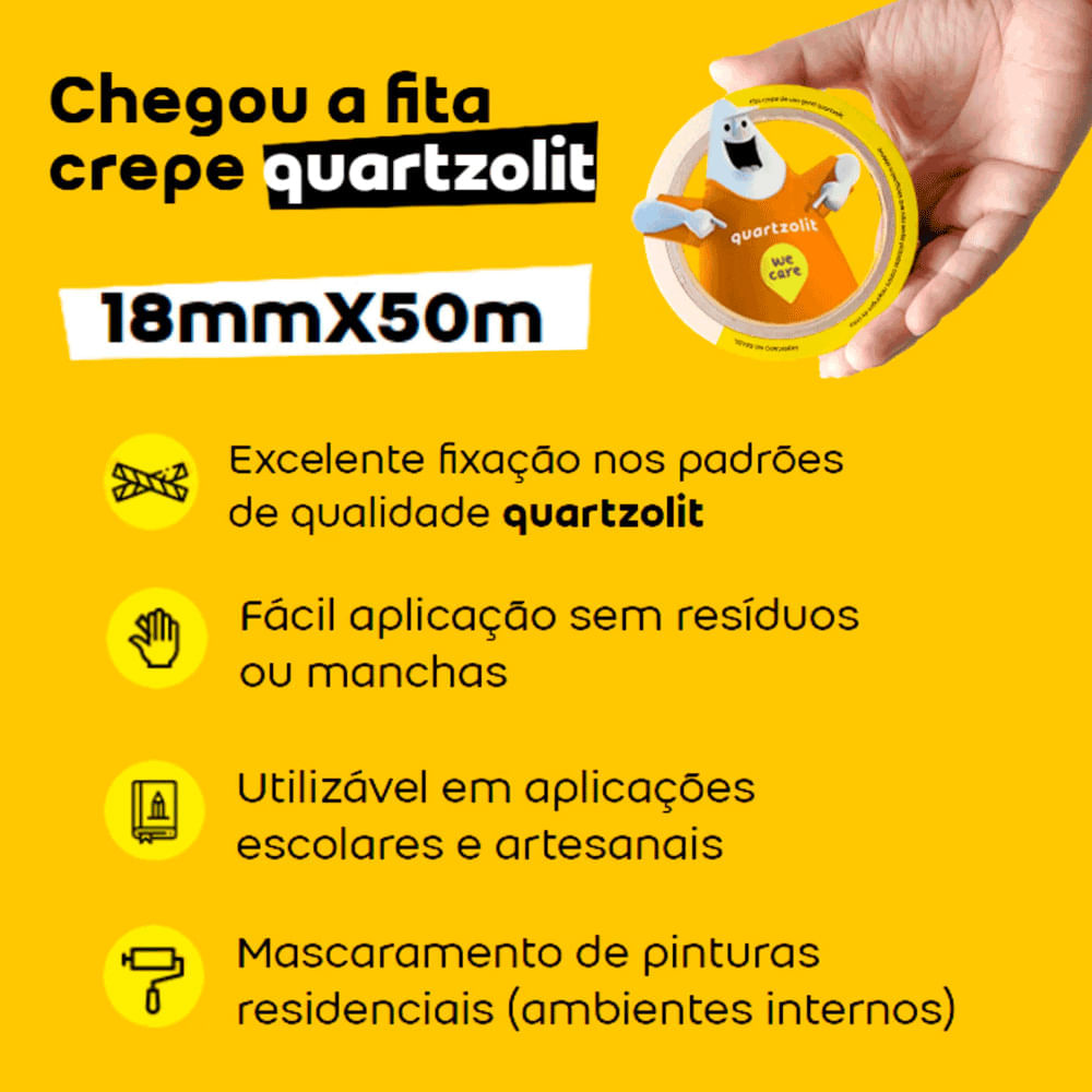 Kit 12 Fita Crepe Uso Geral 18mmx50m - Quartzolit